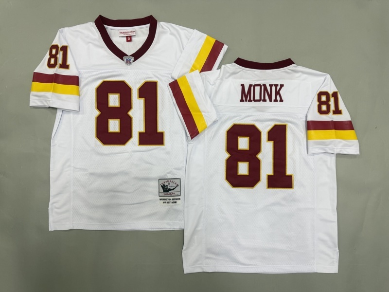 Men 2025 Washington Redskins #81 Monk white Throwback Limited NFL Jersey style 001->washington redskins->NFL Jersey